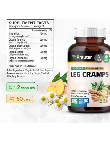 Cápsulas Veganas BioKrauter con Magnesio y Cúrcuma - 100 Unidades