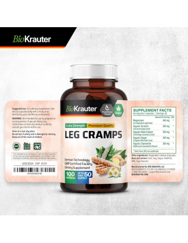 Cápsulas Veganas BioKrauter con Magnesio y Cúrcuma - 100 Unidades