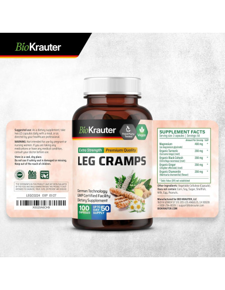 Cápsulas Veganas BioKrauter con Magnesio y Cúrcuma - 100 Unidades