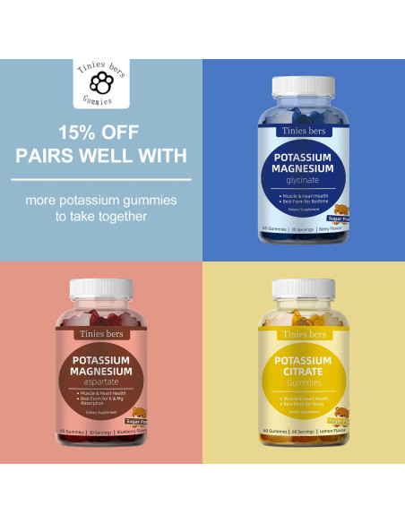 Gomitas de Potasio y Magnesio Tinies Bers 120 g Sin Azúcar