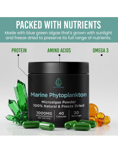 Cápsulas de Fitoplancton Marino Holistic Bin 40g | Suplemento Vegano Omega 3