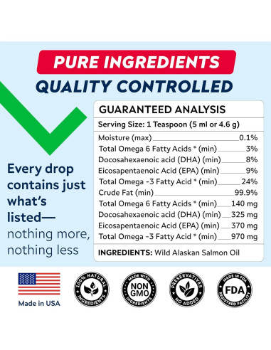 Aceite de Salmón Salvaje StrellaLab 236.6 ml - Omega 3 para Perros