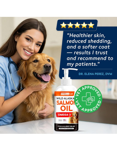 Aceite de Salmón Salvaje StrellaLab 236.6 ml - Omega 3 para Perros