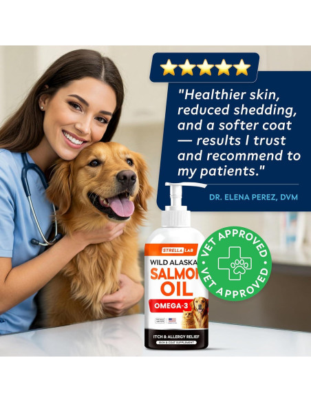 Aceite de Salmón Salvaje StrellaLab 236.6 ml - Omega 3 para Perros