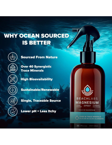 Spray de Aceite de Magnesio Beach Labs 236.6 ml 100% Natural