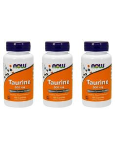 NOW Taurina 500mg 100 Cápsulas x3 - Suplemento Alimenticio