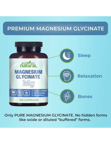 Cápsulas de Glicinato de Magnesio 500 mg Why Not Natural - Vegano