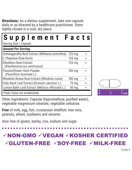 Alivio del Estrés Bluebonnet Nutrition 30 Cápsulas Veganas