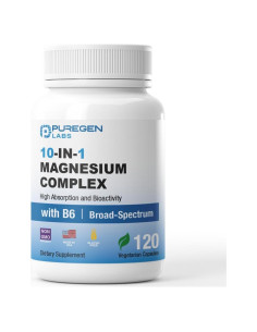 Complejo de Magnesio 10 en 1 Puregen Labs 500mg con B6 - 120 Cápsulas
