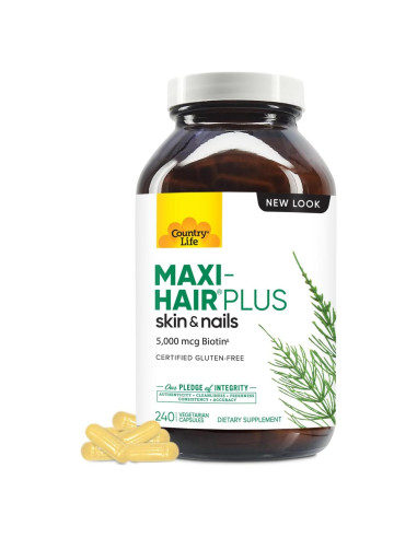 Suplemento Biotina Country Life Maxi-Hair Plus 240 cápsulas