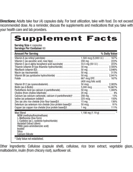 Suplemento Biotina Country Life Maxi-Hair Plus 240 cápsulas