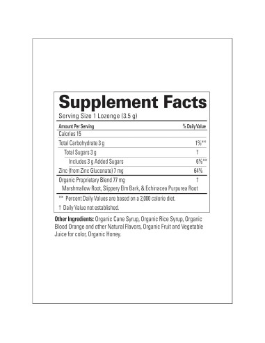 Lozenges de Zinc Orgánico TheraZinc 25 Unidades Sabor Naranja