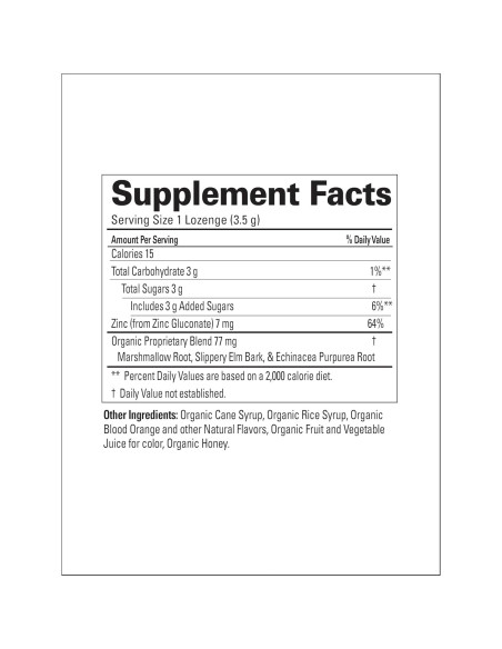 Lozenges de Zinc Orgánico TheraZinc 25 Unidades Sabor Naranja