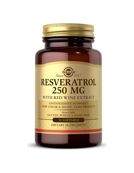 Suplemento Antioxidante Solgar Resveratrol 250 mg - 30 Gelatinas
