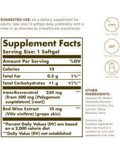 Suplemento Antioxidante Solgar Resveratrol 250 mg - 30 Gelatinas 2