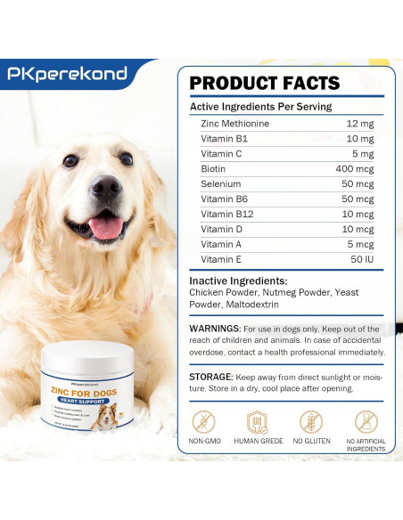 Suplemento de Zinc para Perros PKperekond - Salud Cardíaca y Piel