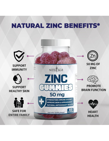 Gomitas de Zinc y Vitamina C Nueva Era - 50mg - 2 Paquetes
