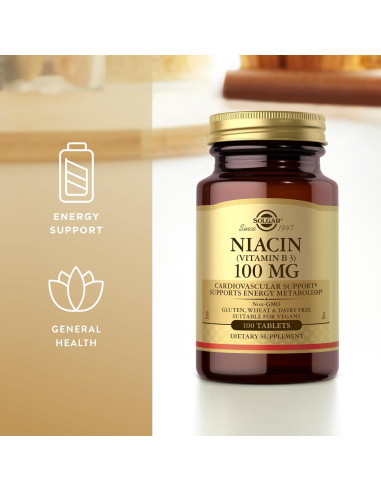 Solgar Niacina 100 mg - 100 Tabletas - Suplemento Vegano