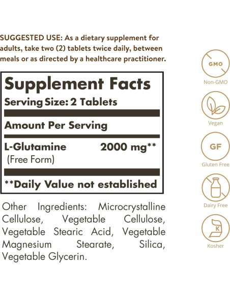 Solgar L-Glutamina 1000 mg 60 Tabletas - Suplemento Natural