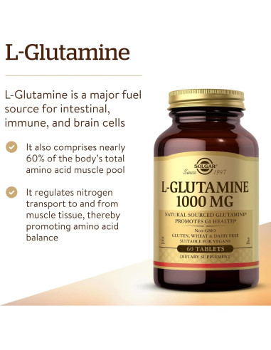 Solgar L-Glutamina 1000 mg 60 Tabletas - Suplemento Natural