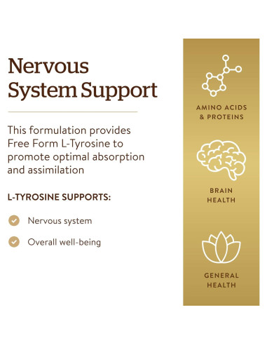 Solgar L-Tirosina 500 mg 100 Cápsulas Veganas - Soporte Cerebral