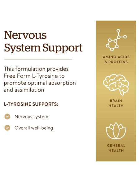 Solgar L-Tirosina 500 mg 100 Cápsulas Veganas - Soporte Cerebral