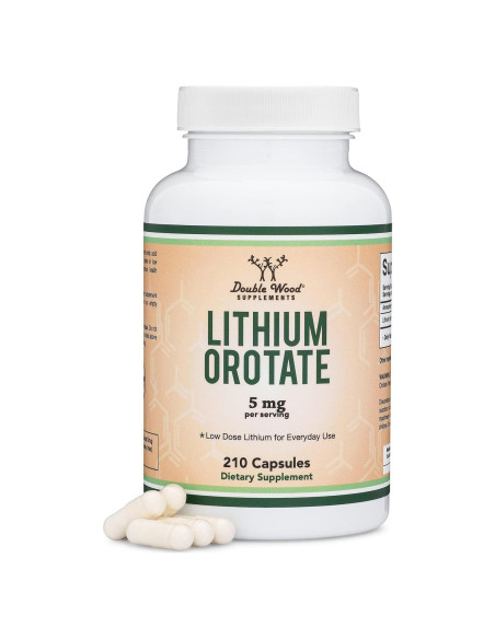Orotato de Litio 5mg Double Wood - 210 Cápsulas Veganas