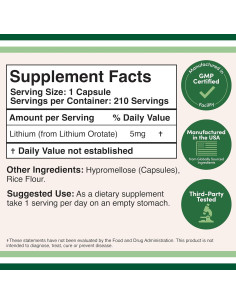 Orotato de Litio 5mg Double Wood - 210 Cápsulas Veganas 2