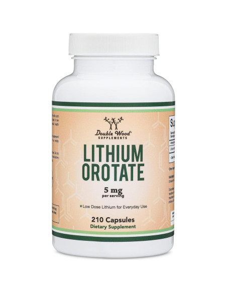 Orotato de Litio 5mg Double Wood - 210 Cápsulas Veganas