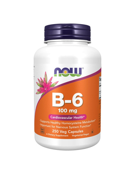 Vitamina B-6 100 mg NOW Foods 250 Cápsulas Veganas