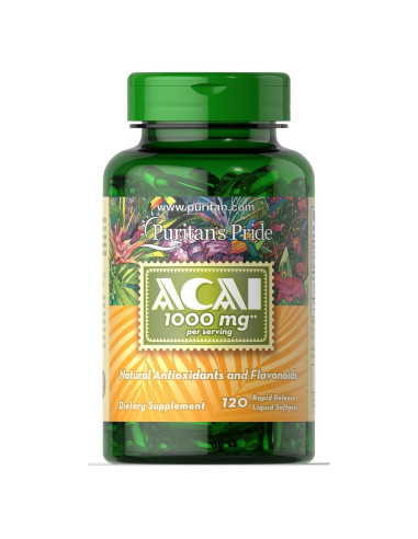 Suplemento de Acai 1000 mg Puritans Pride 120 Cápsulas