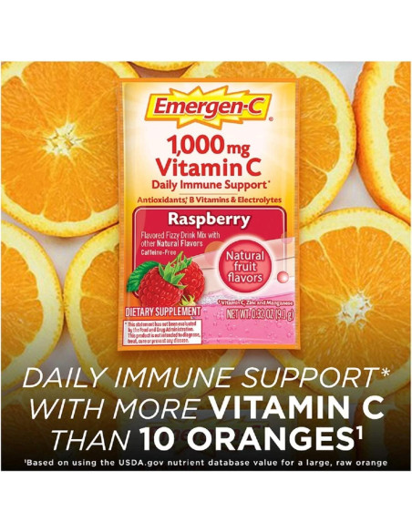 Bebida Efervescente Vitamina C Alacer Frambuesa 1000mg 30 Paquetes