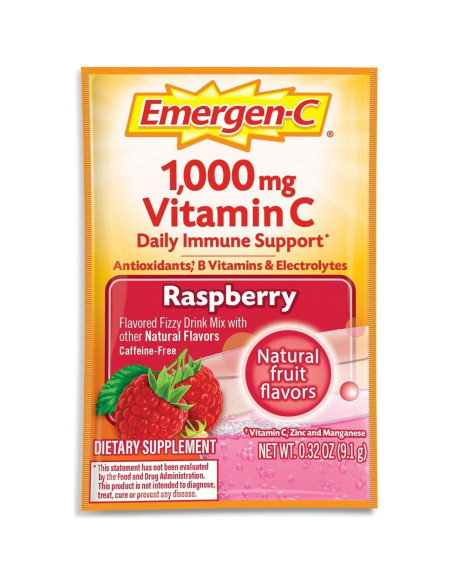 Bebida Efervescente Vitamina C Alacer Frambuesa 1000mg 30 Paquetes