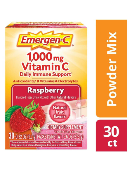 Bebida Efervescente Vitamina C Alacer Frambuesa 1000mg 30 Paquetes