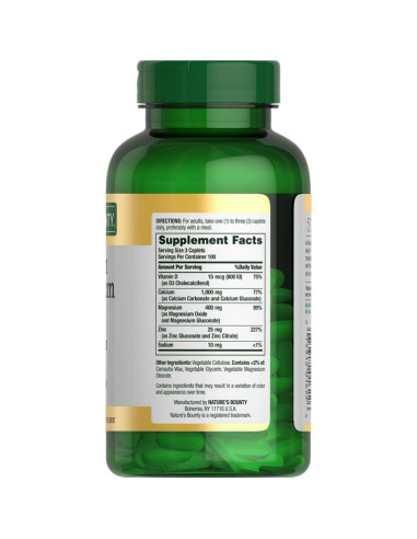 Suplemento de Calcio Magnesio Zinc Nature's Bounty 500g
