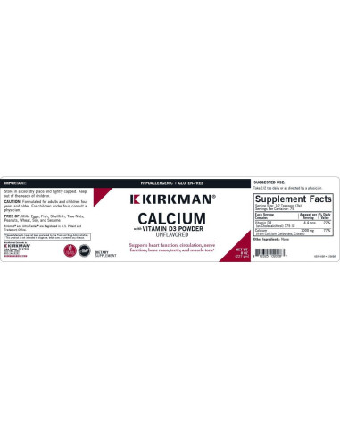 Suplemento de Calcio en Polvo Kirkman 226.8 g con Vitamina D3
