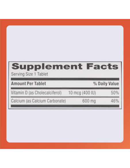 Tabletas de Calcio Rugby 600mg con Vitamina D3 10mcg - 60 Unidades