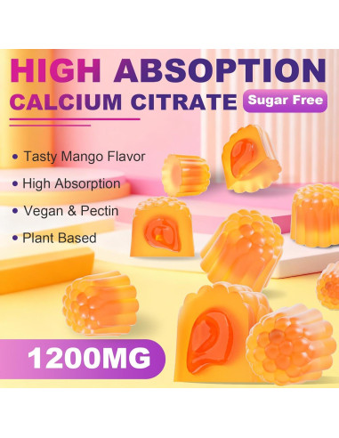 Citrato de Calcio 1200mg Elysx con Vitamina D3 y K2, 60 Gomas