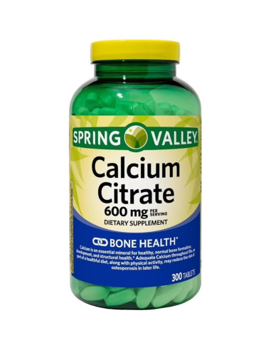 Suplemento de Citrato de Calcio 600 mg Genérico - 300 Tabletas