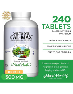 Suplemento de Calcio Maxi Health 500 mg + D3 1000 UI + Mg 500 mg - 240 Tabletas 2