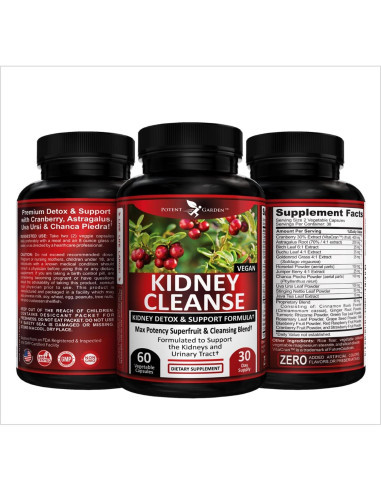 Suplemento Vegano de Soporte para Riñones Potent Garden - 60 Cápsulas
