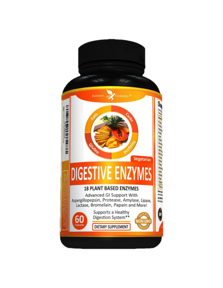 Enzimas Digestivas Potent Garden - 60 Cápsulas de 18 Enzimas Naturales