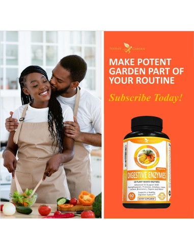 Enzimas Digestivas Potent Garden - 60 Cápsulas de 18 Enzimas Naturales