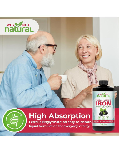 Suplemento de Hierro Líquido Vegano Why Not 473 ml para Anemia