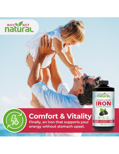 Suplemento de Hierro Líquido Vegano Why Not 473 ml para Anemia