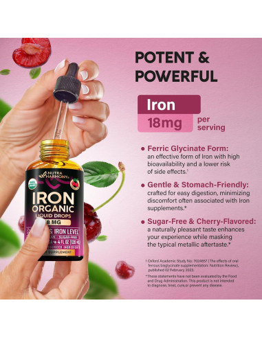 Suplemento de Hierro Líquido Nutra Harmony 18 mg - 118 ml