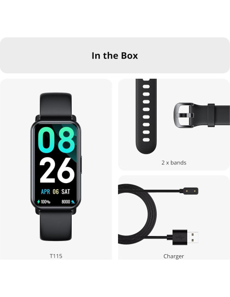 Rastreador de Fitness AKAGEAR T115 Negro Pantalla AMOLED 1.58"