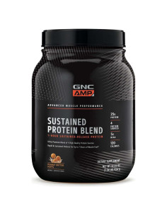 GNC AMP Proteína Sostenida Puff Mantequilla Maní 28 Porciones