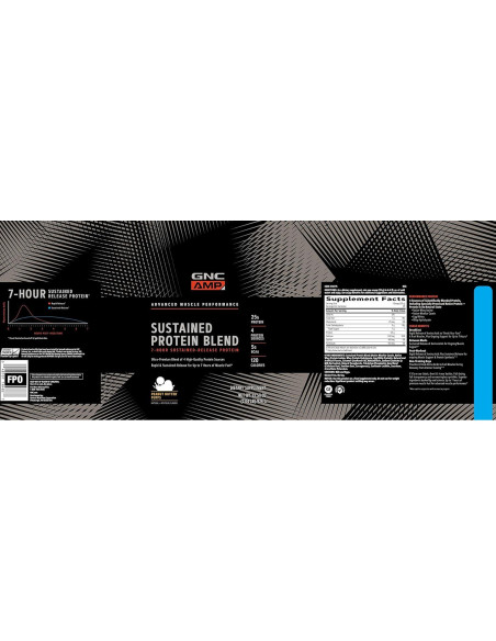 GNC AMP Proteína Sostenida Puff Mantequilla Maní 28 Porciones