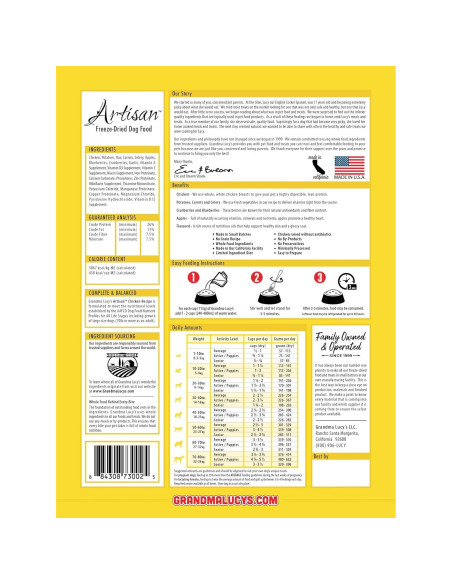 Comida para Perros Liofilizada Grandma Lucy Pollo 4.54Kg